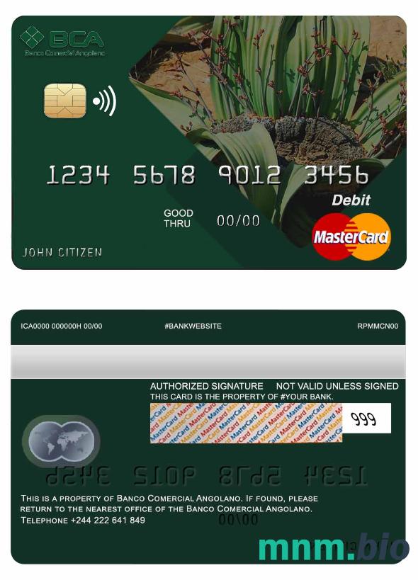 Angola Comercial Bank przykład karty mastercard w formacie PSD